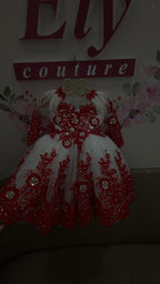 Abito  Floreale  White Red