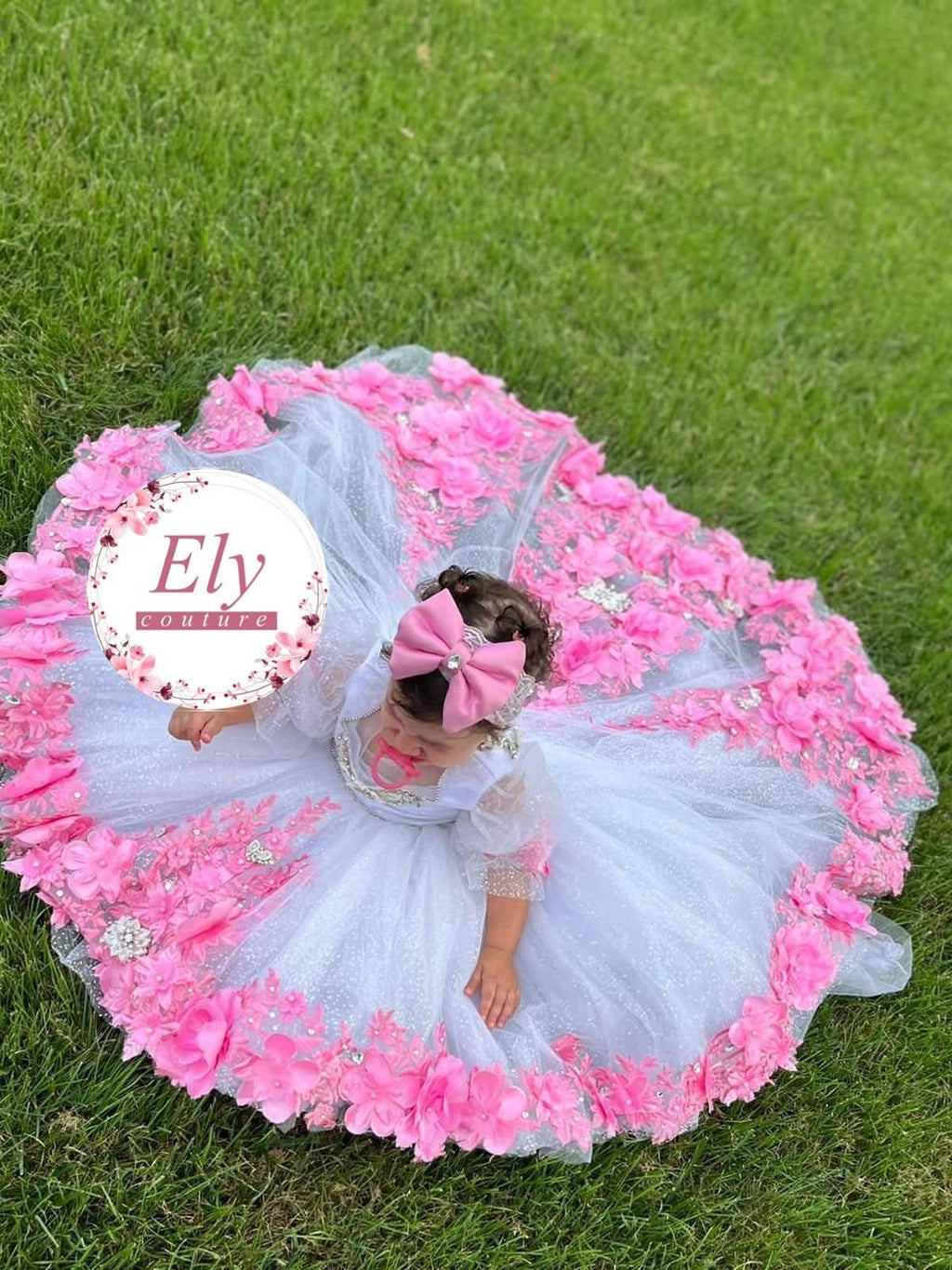 Abito Flowers 3D strong pink 