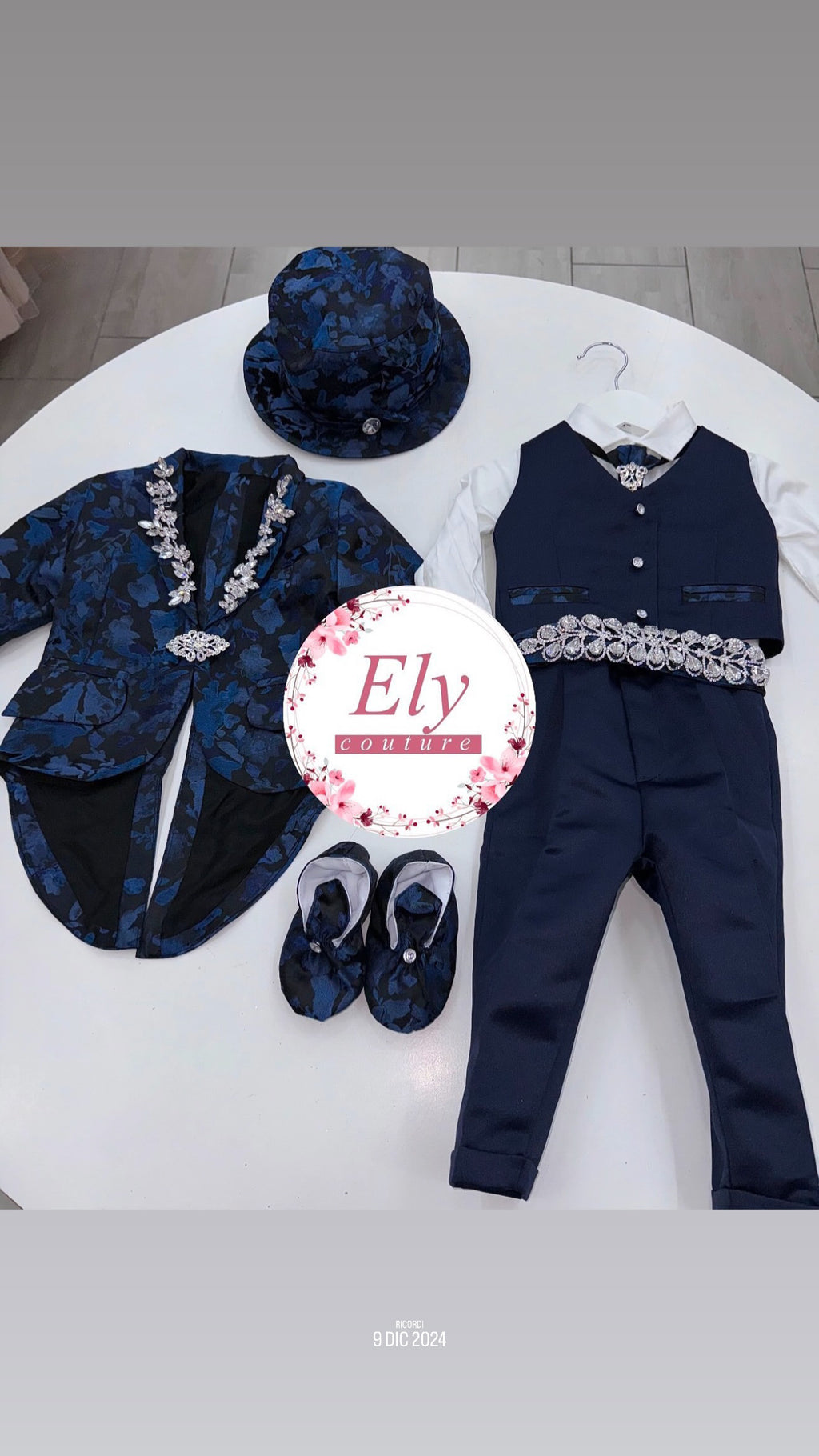 Abito battesimo Bimbo Gold e blue