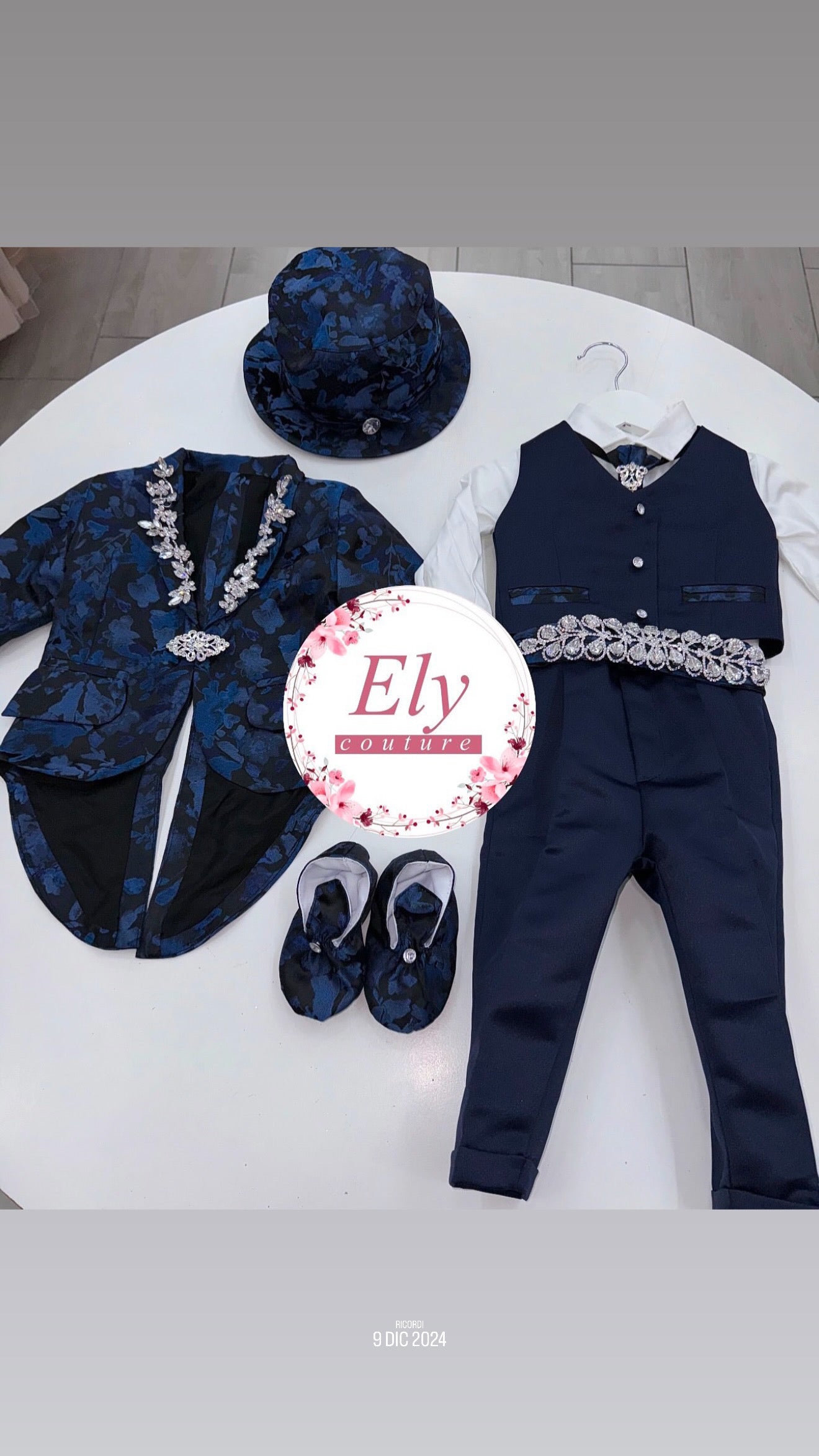 Abito battesimo Bimbo Gold e blue