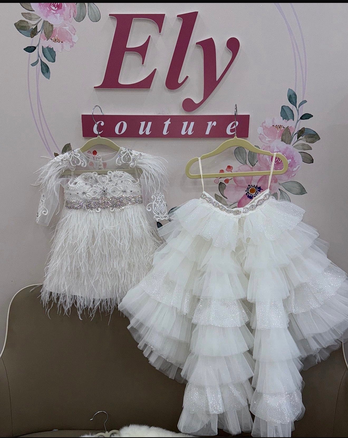 Abito Joel Light  2 in 1 piume e gonna a balze