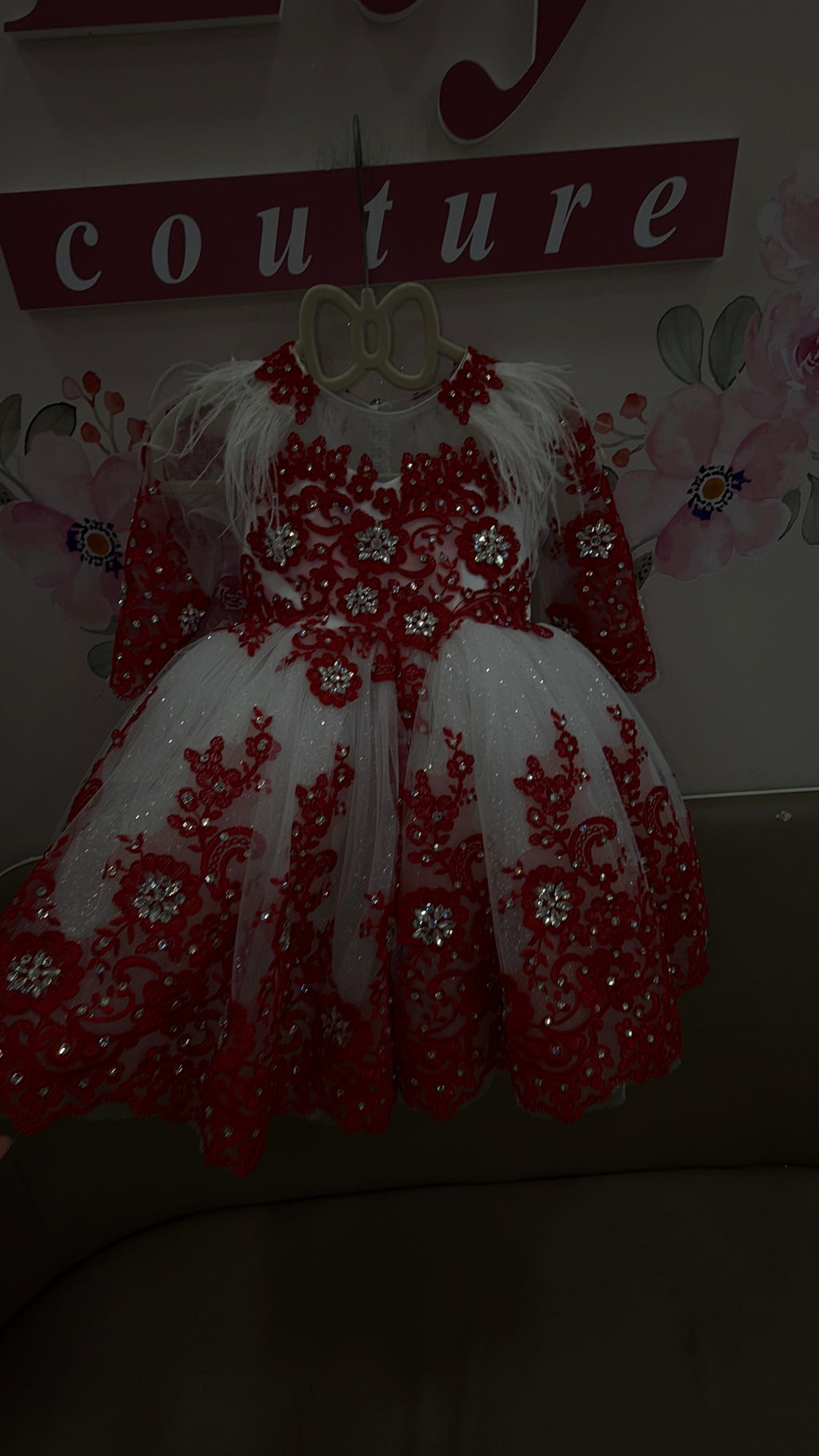 Abito  Floreale  White Red