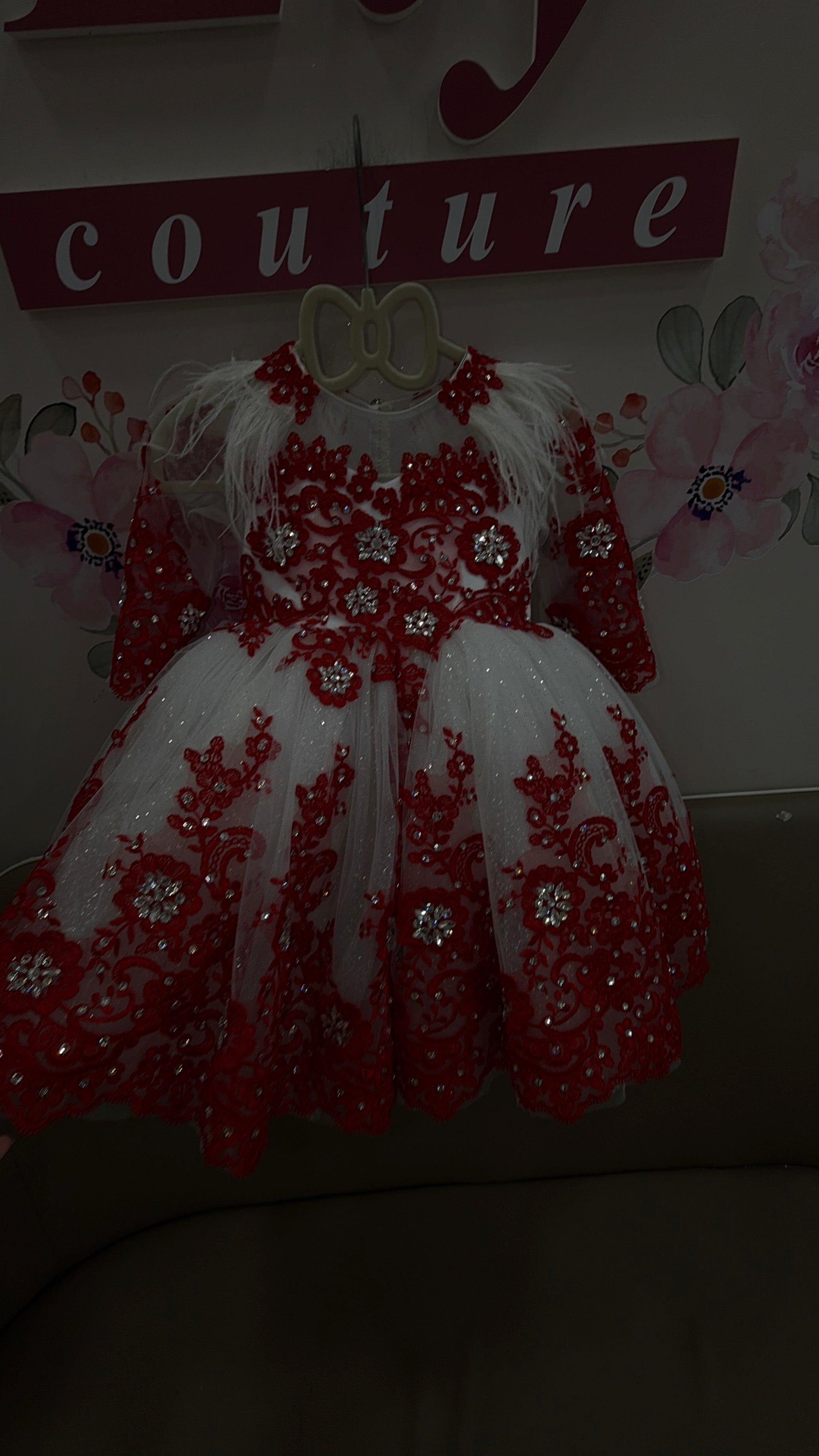 Abito  Floreale  White Red