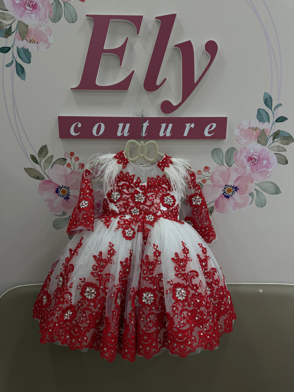 Abito  Floreale  White Red