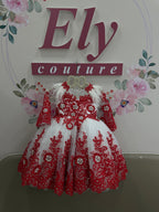 Abito  Floreale  White Red