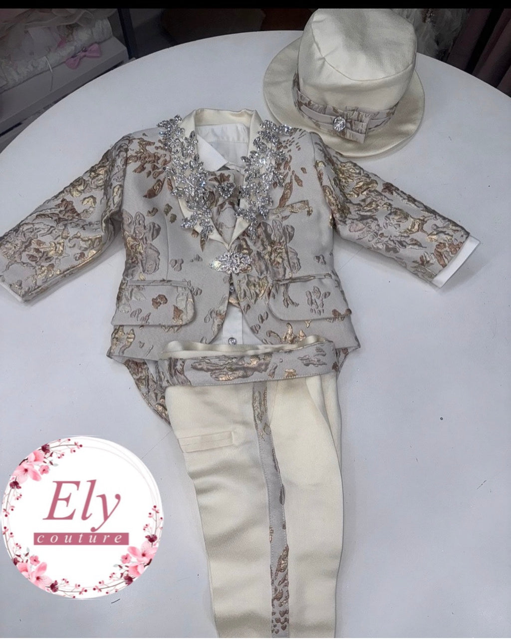 Abito battesimo Bimbo Gold e blue