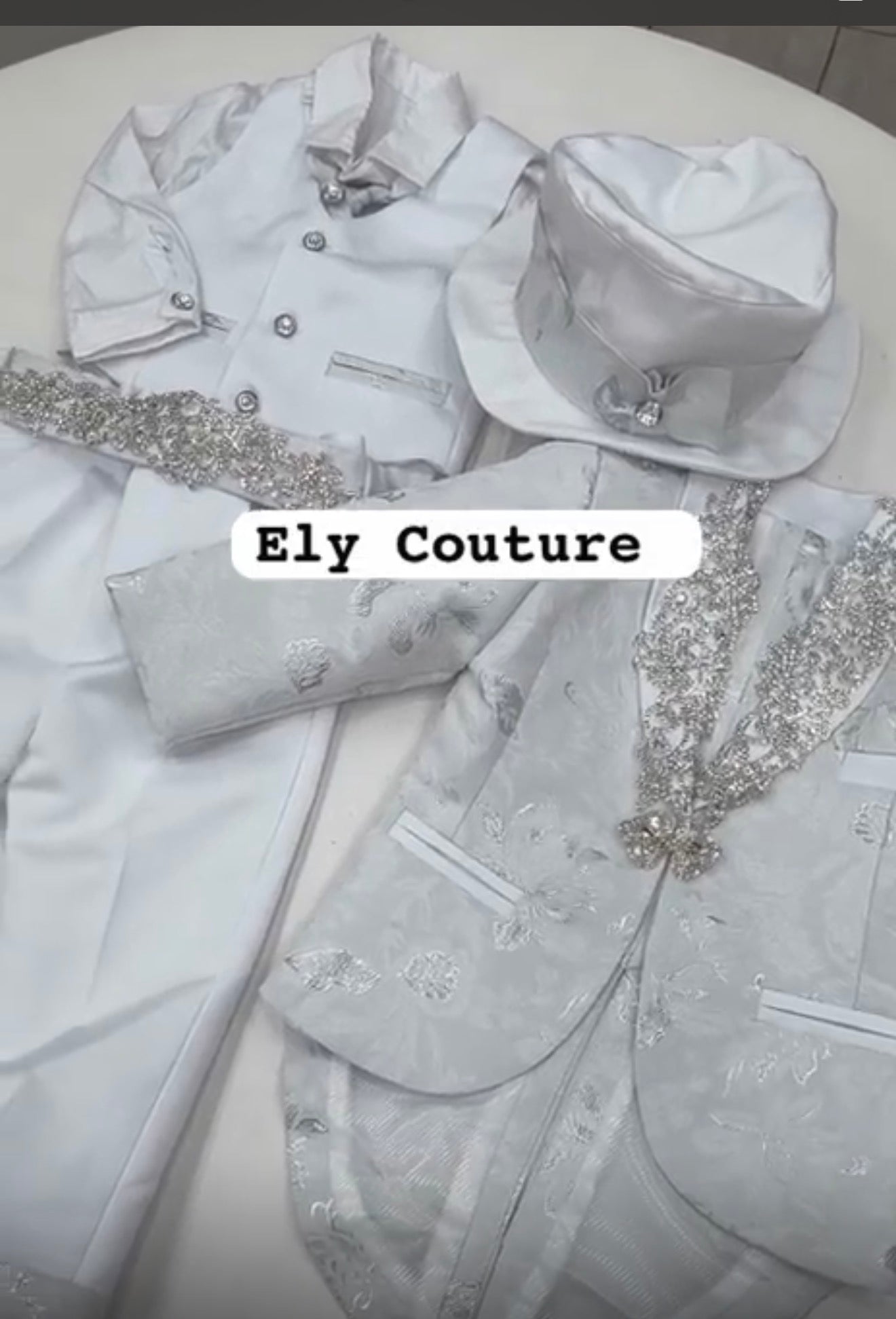 Abito Battesimo bimbo damascato argento Luxury