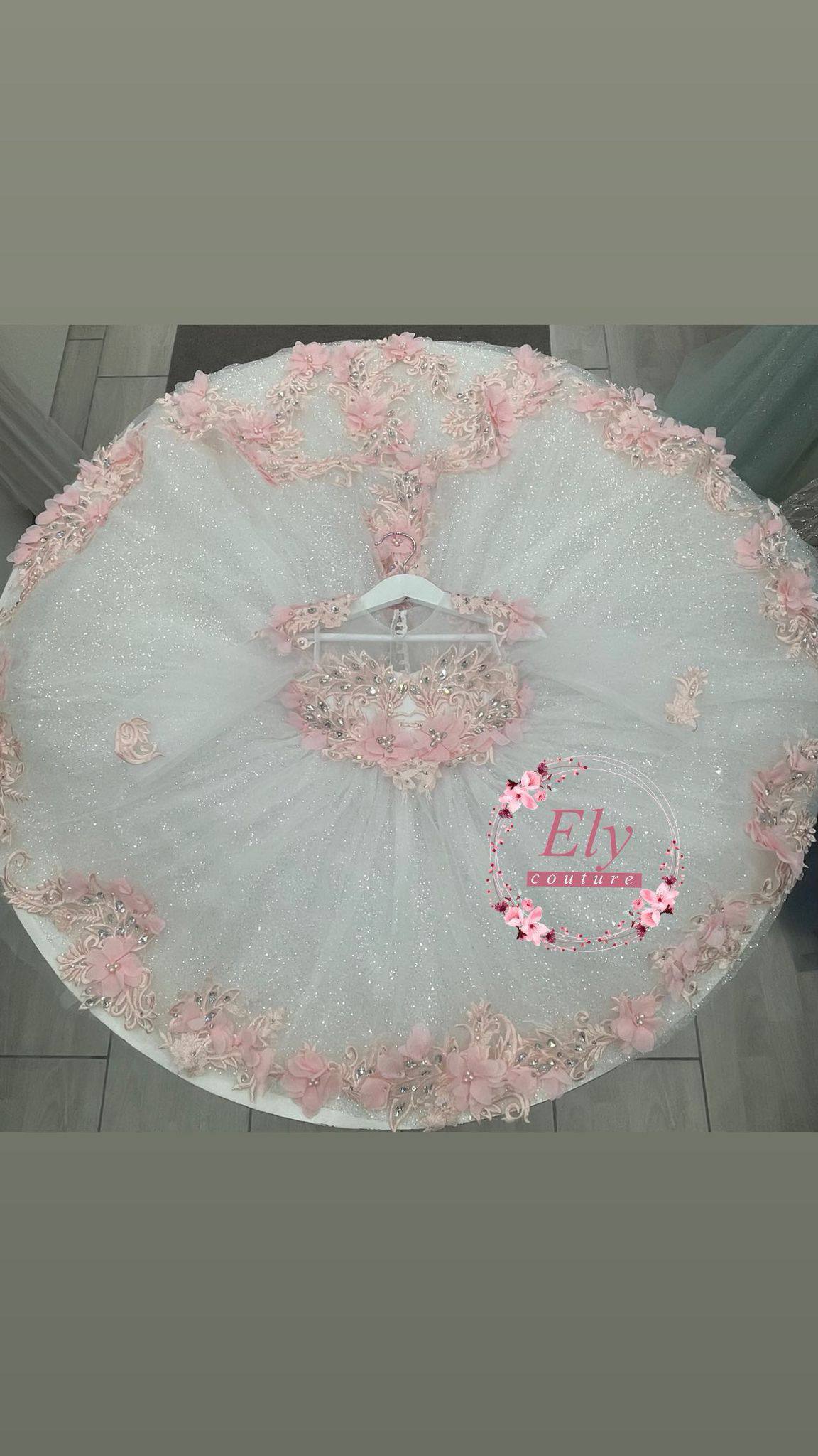 Abito 3 D flowers pesca